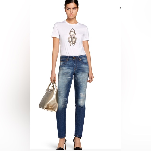 Roberto Cavalli Distressed Mid Rise Skinny Jeans NWT - Picture 2 of 8